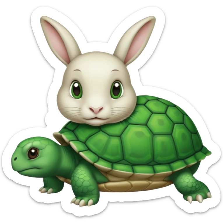  lapin qui a les yeux fermés et la tortu qui mange de la letu sticker