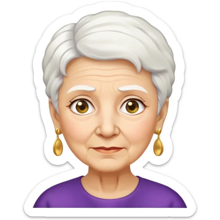 Una abuela italiana blanca con cabello corto blanco y aretes de oro  sticker