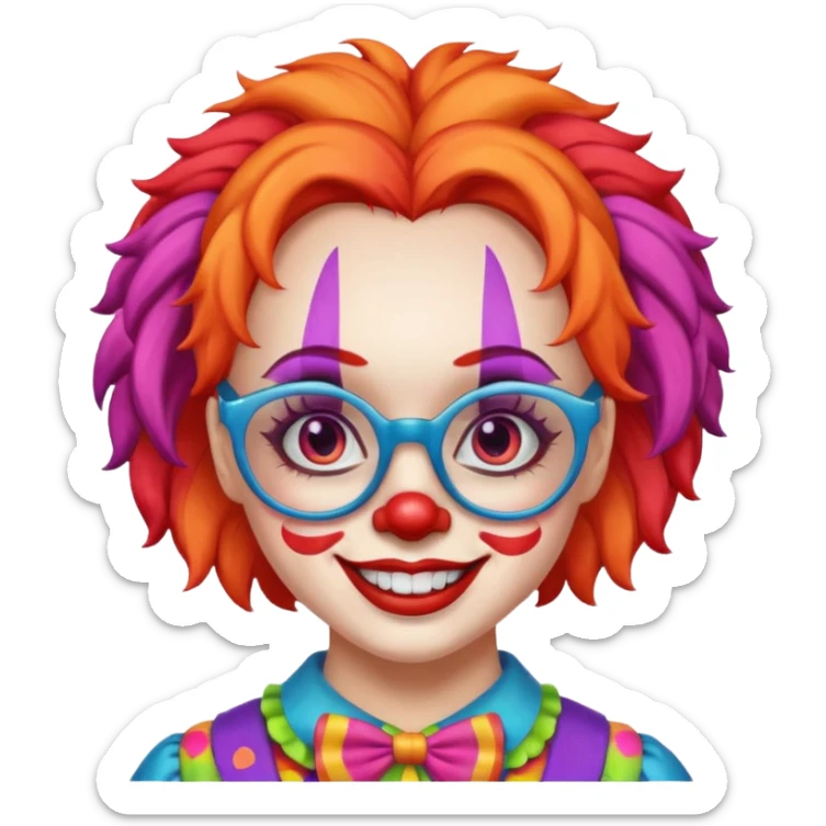 female Clown with glasses sticker