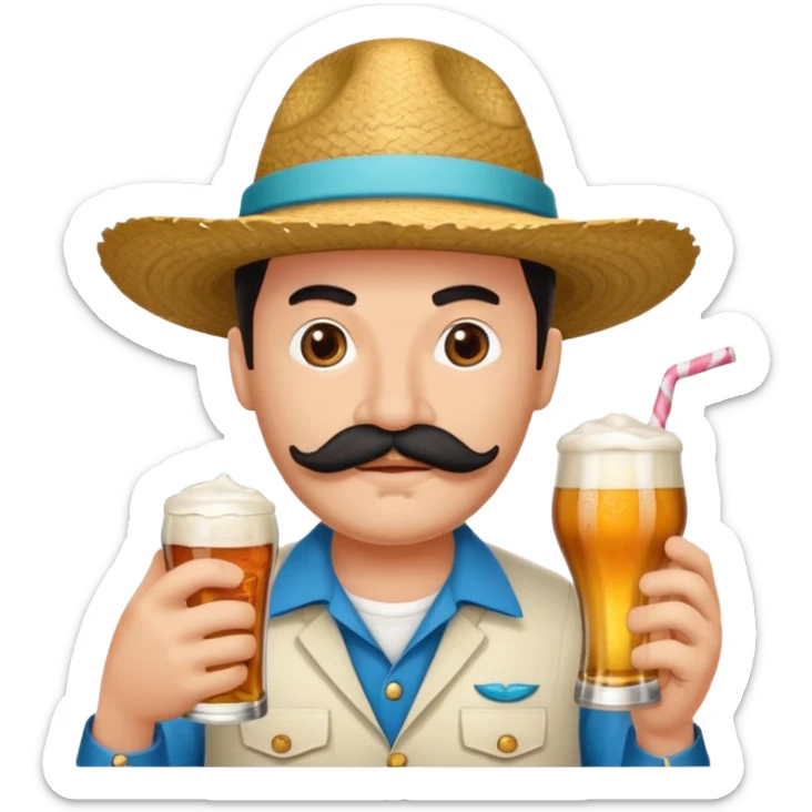 Genérame un camarón con tu tarro en mano de cerveza moderna, asomándose or un costado con cara de curiosidad  sticker