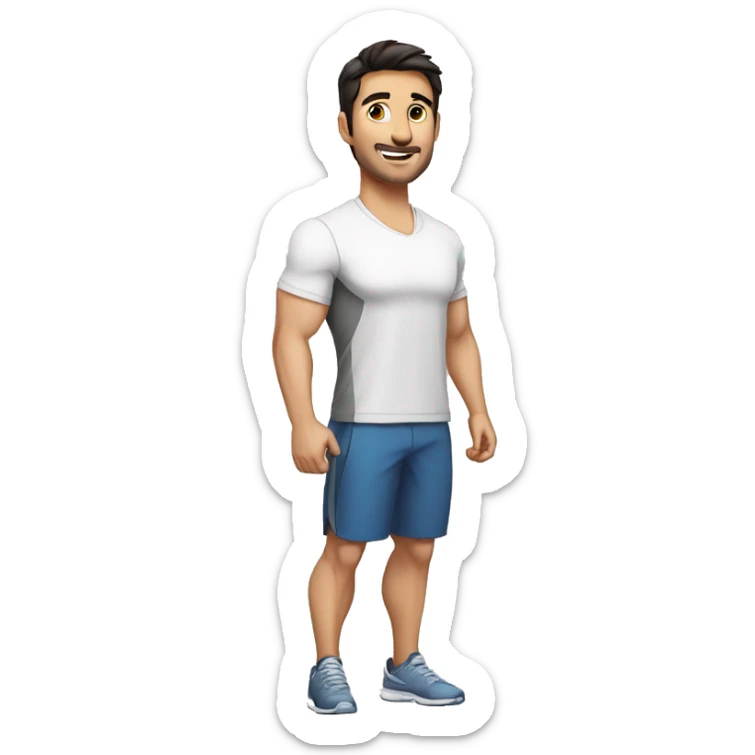 man, fitness trainer, dark hair, white shirt, nutrition specialist, portrait sticker