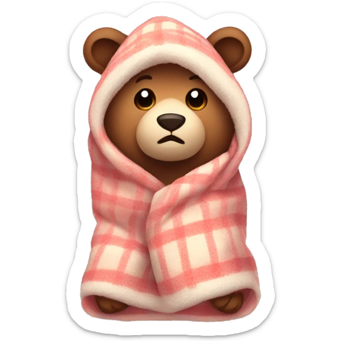 bear cozy in blanket sticker
