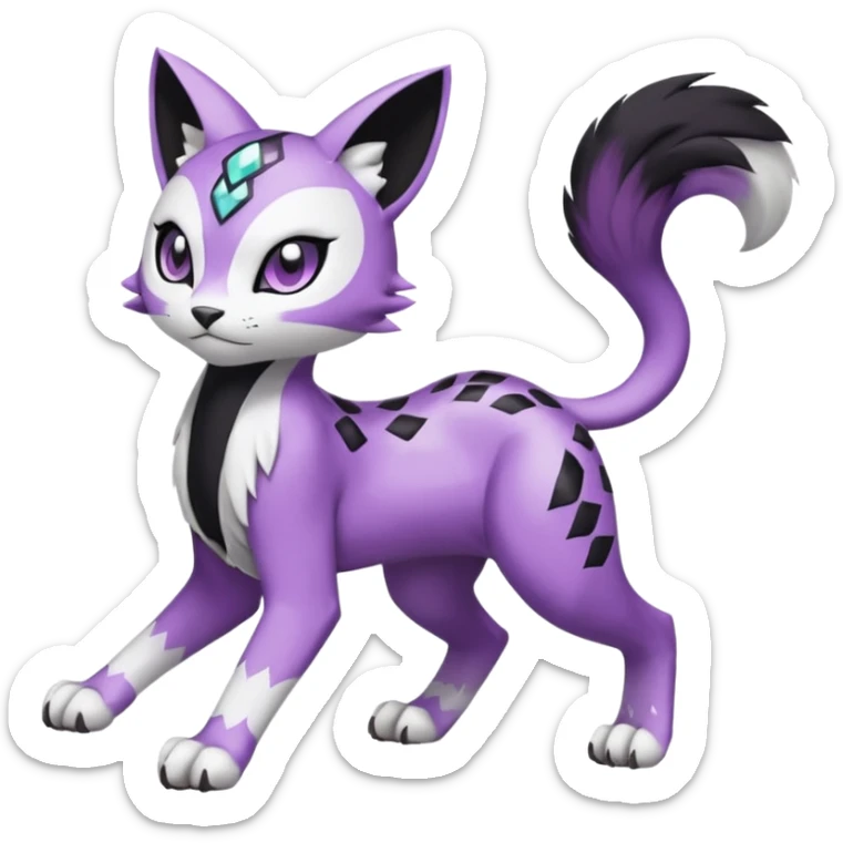 Meloetta-Meicoomon-Gatomon-Liepard-Pokémon-Digimon-Fakémon-fusion-hybrid-creature sticker