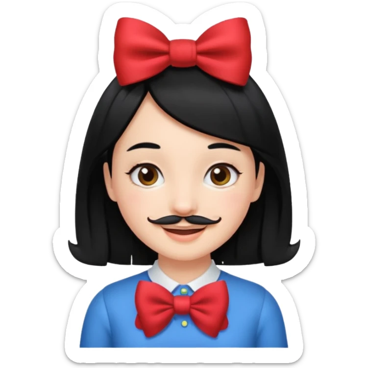 Adolf Hitler Like a girl hair with a bow  That he has black hair and a small mustache like Hitle r  sticker