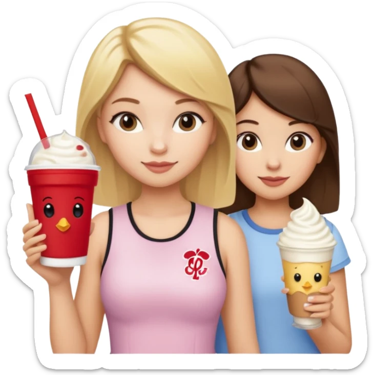 girl with blonde hair, girl with brown hair, girl with dark brown hair at Chick-fil-A  sticker