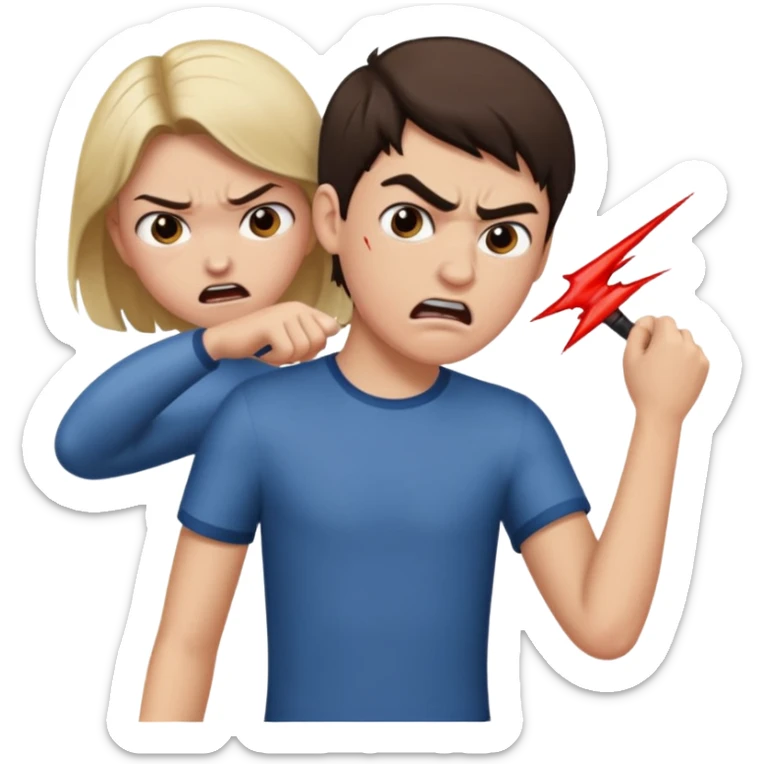 Boy getting whipped by girl sticker