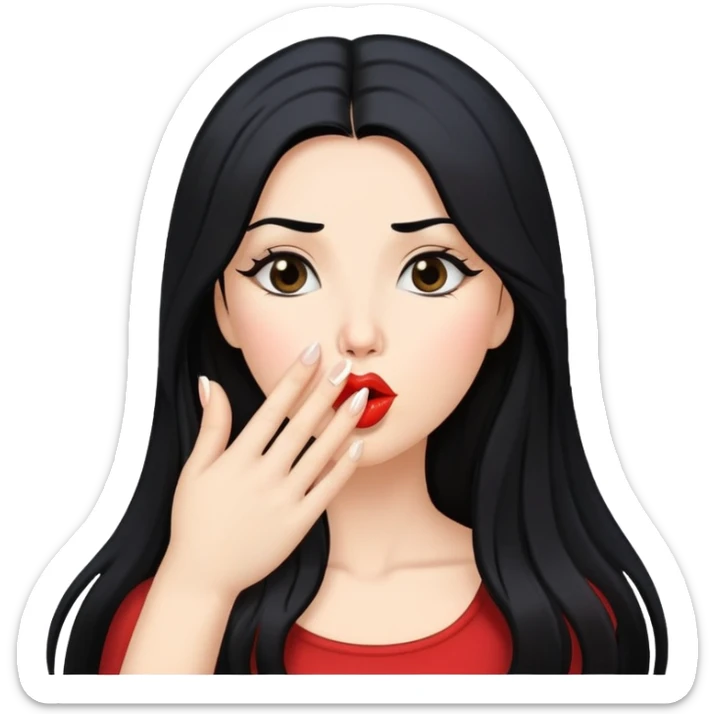 woman with long black hair blowing kisses sticker
