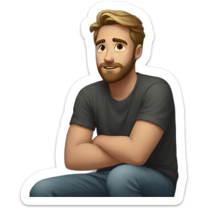 20 year old bearded man sitting on the floor in the corner of a room, wondering if he is going to be forever alone sticker