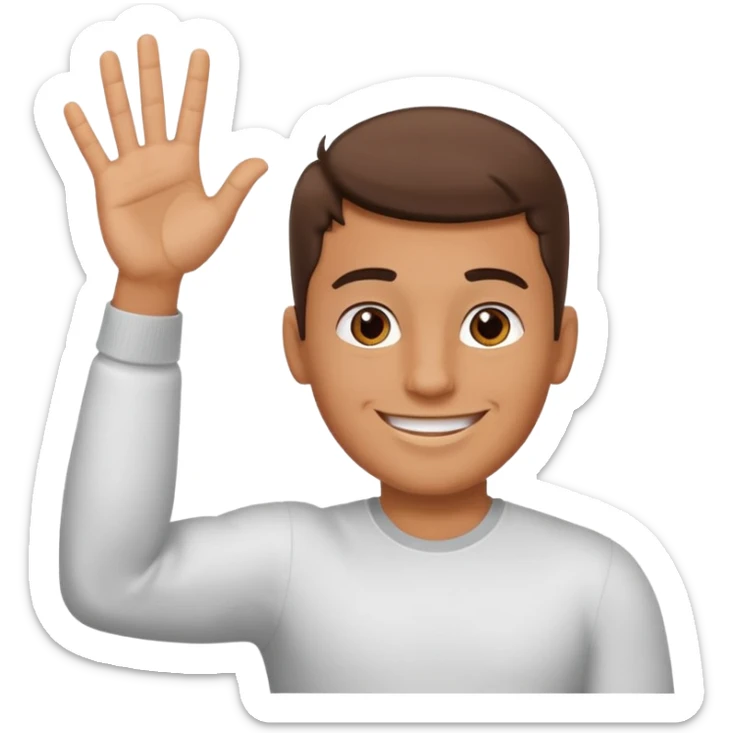 A guy with one of his arm is and the other down with 6 on his left hand and 7 on his right hand sticker