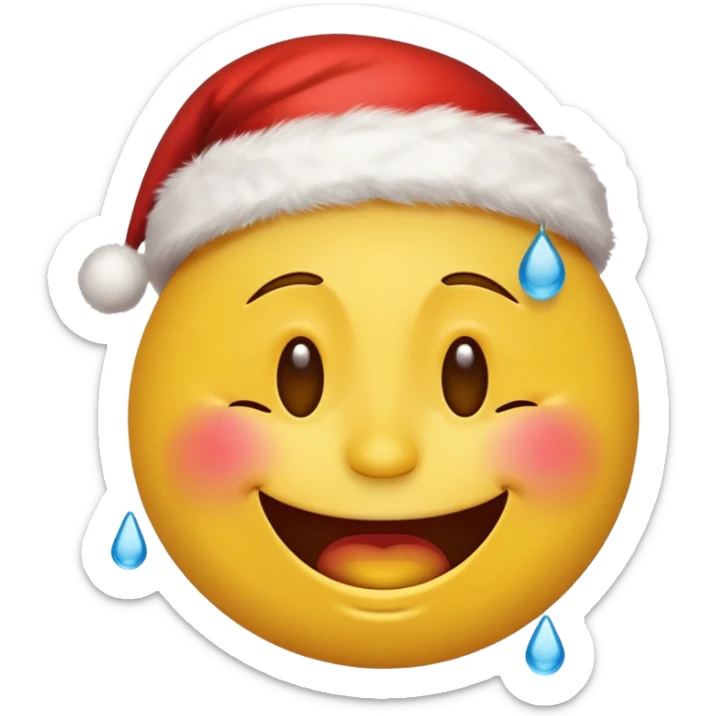 Laughing emoji with christmas yellow face only with tears in eyes sticker