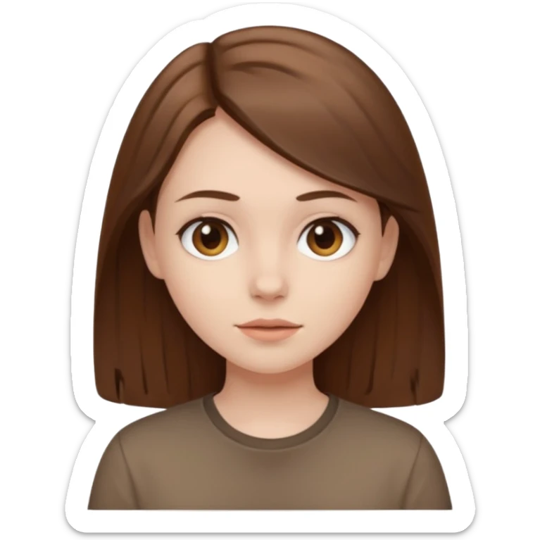 Pale girl brown hair and wearing brown shirt  sticker