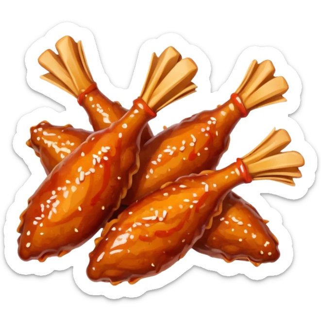 apple style emoji of spicy chicken wings, with a hint of red sauce, no text sticker