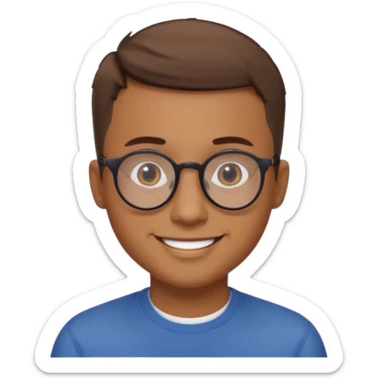 homme cheveux très court marron clair sans barbe sourrir avec lunettes rondes sticker