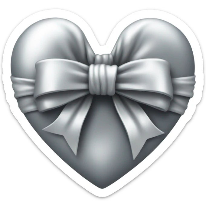 bow of a silver heart sticker