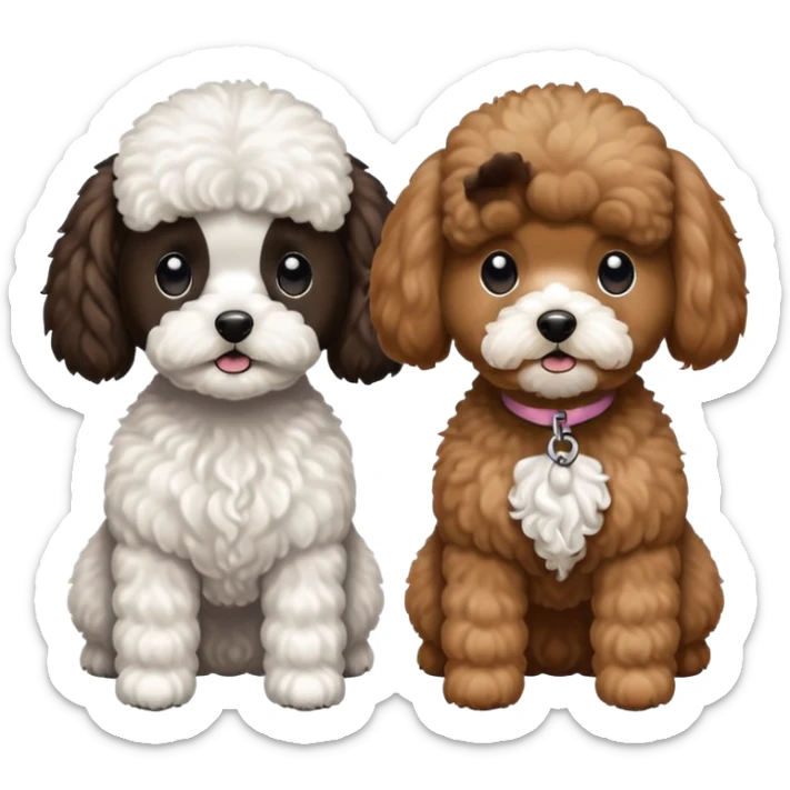 2 dogs. One is a mini poodle brown and the other one is a shitzu black with minimal white. sticker