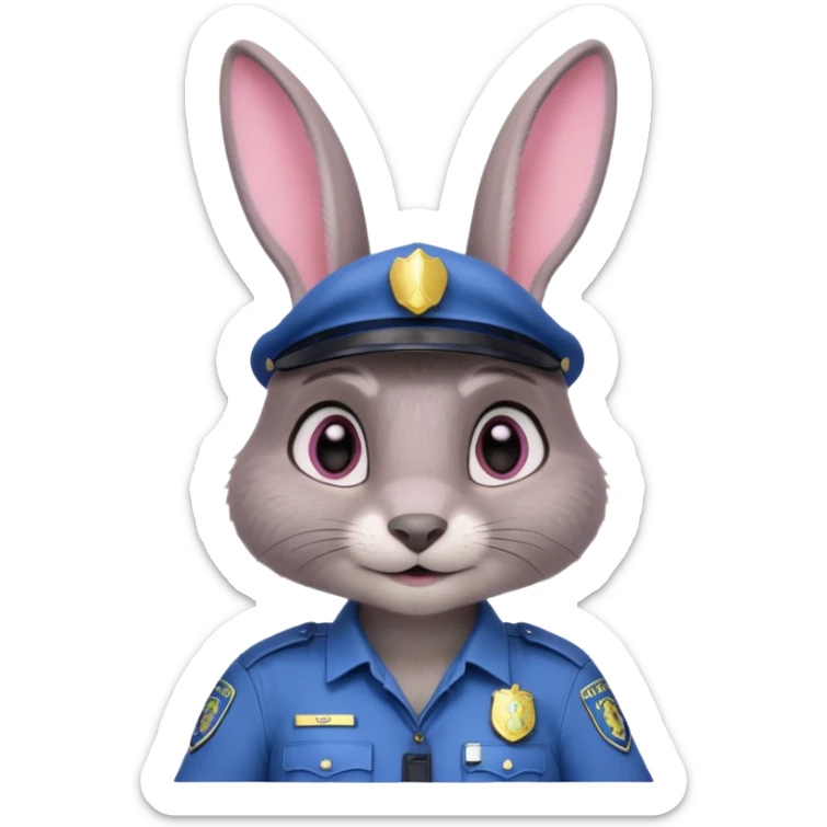 Judy Hopps (gray rabbit with police suit, without a cap) from the Zootopia Disney movie sticker