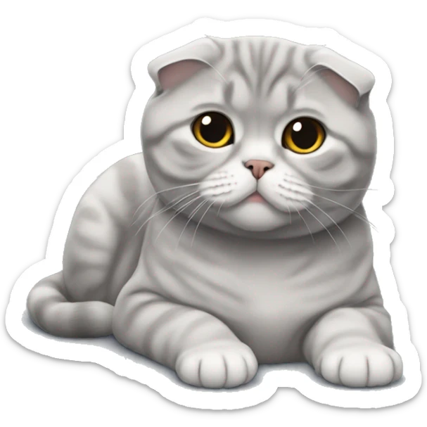 Gray Scottish fold laying  sticker