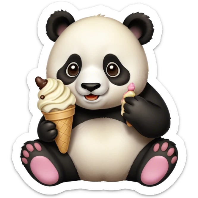 Panda eating ice cream sticker