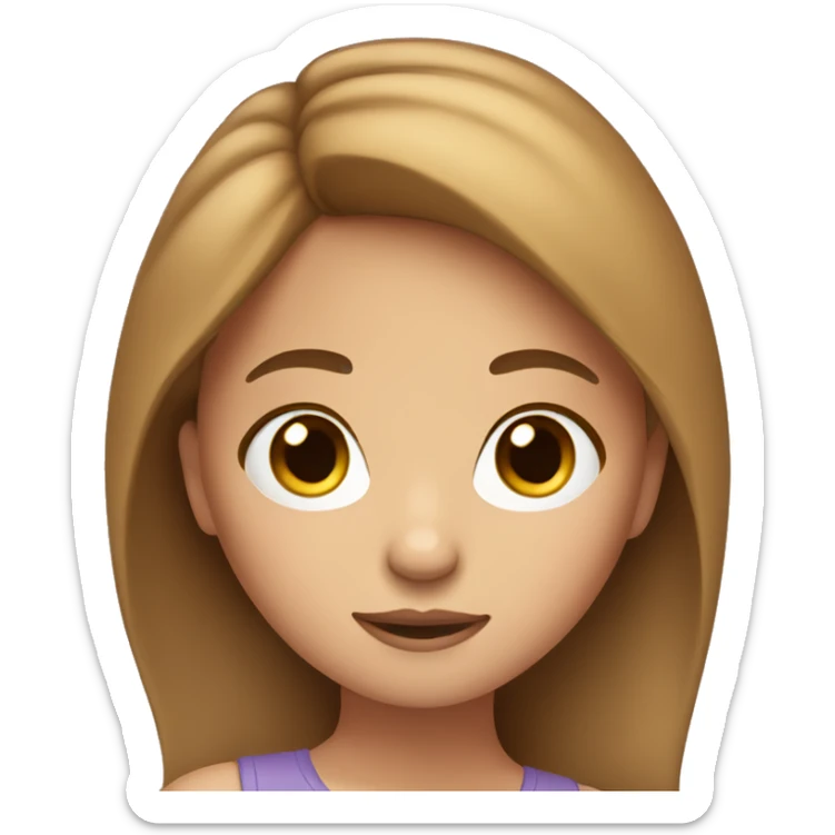 A memoji - girl with brown hairs, who hold her phone with a thoughtful face sticker