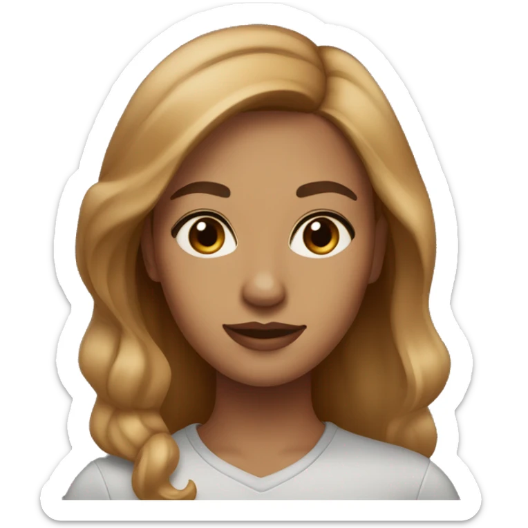 woman caramel skin light brow hair and light brown eyes, medium lenght hair sticker