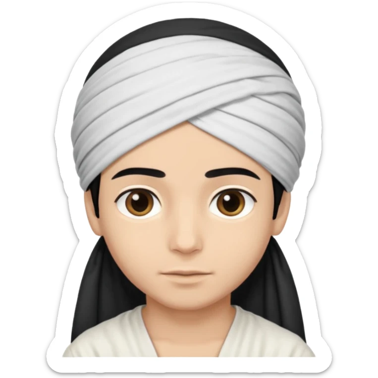 Emoji de un chico con turbante árabe que el chico sea de color piel clara y que tenga cabello negro y de fondo blanco sticker