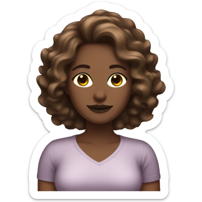 Woman with wavy brown hair and brown eyes sunbathing and she is a stylist sticker