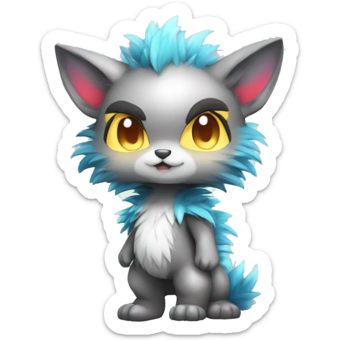 Anthro-Edgy-Gradient-Fantasy-Fur-Sona-Chibi-Shiny-Fakémon-Hybrid full body sticker