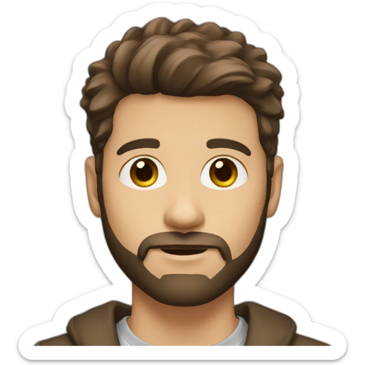 create an headshot emoji of a male with brown eyes, 2 mm hair and beard and bright skinn sticker