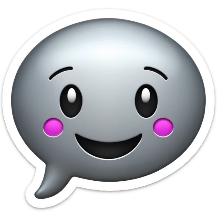 emoji chat burbulas juodai baltas su mettalic efektu sticker