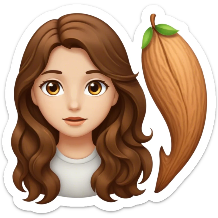 A girl with brown hair and light brown eyes and almond shaped eyes sticker