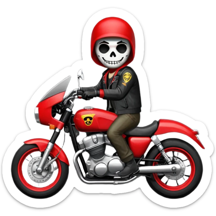 "Emoji pequeno em preto e vermelho, não humano, representando '01' (liderança) de um motoclube estilo Grand Theft Auto V. Usar caveira ou símbolo sombrio com o número '01' integrado. Estilo minimalista, traços fortes, fundo transparente sticker