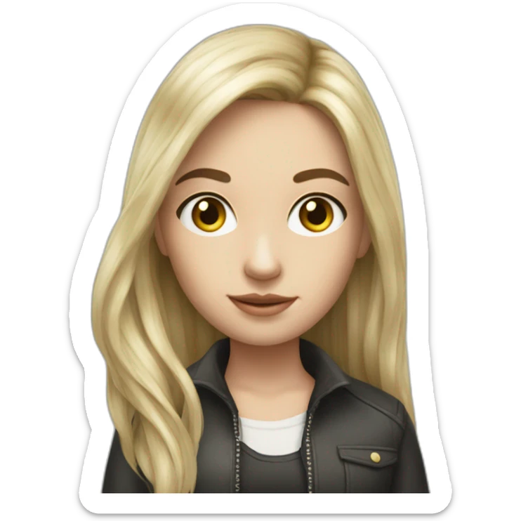 hyperrealist caucasian girl black long hair holding money sticker