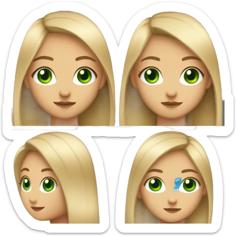 I want a girl with long straight hair with blue and little bit green eyes and with dark blonde colour of the hair  sticker