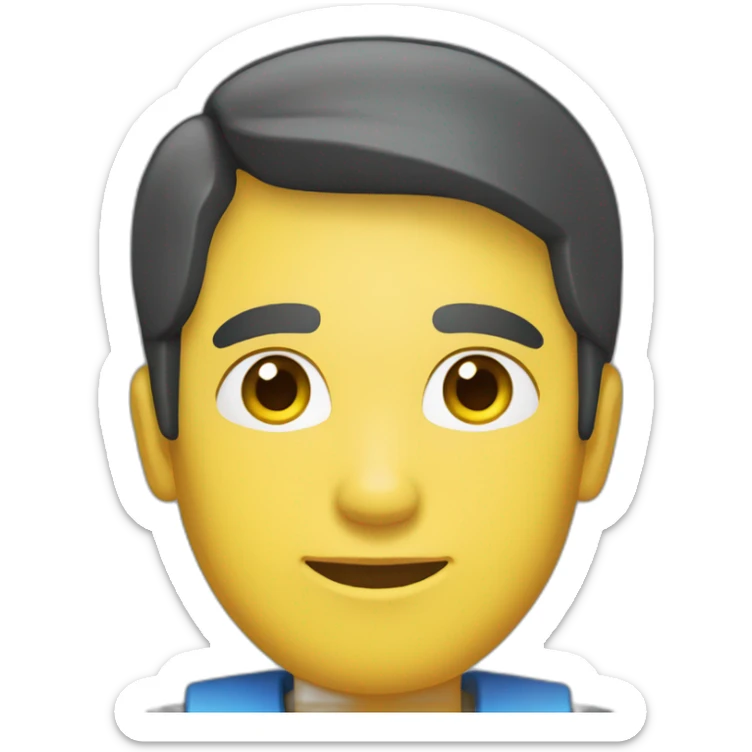 civil engineer, dark hair, dark eyes, light skin, straight hair, blue and yellow colors sticker