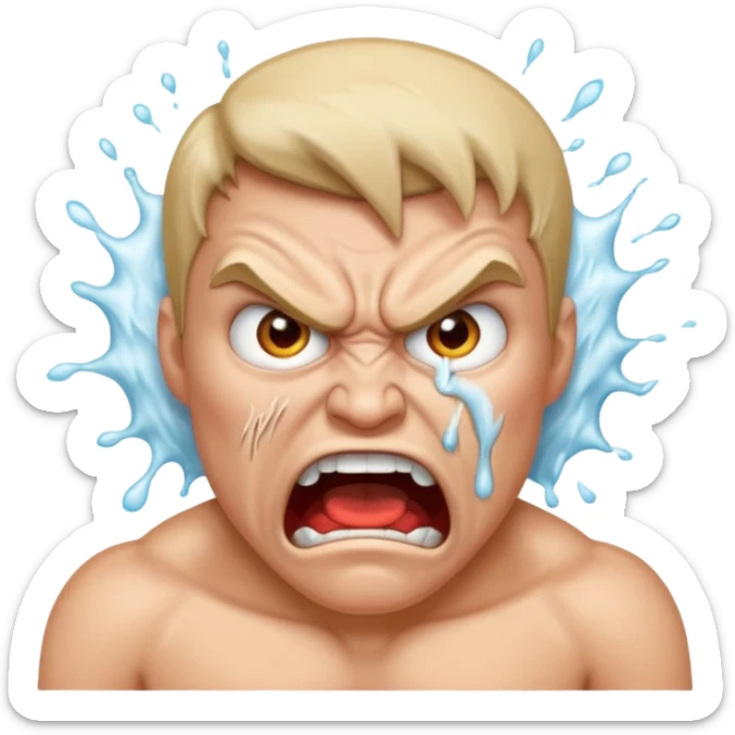 very angry and mad enraged fuming foaming at the mouth emoji really mad and sweating lots of detail sticker