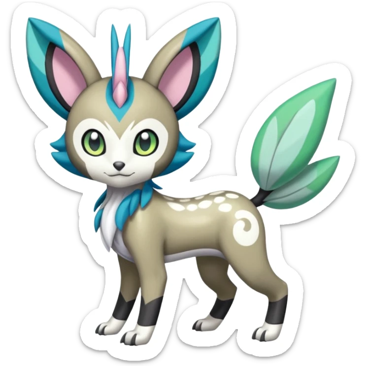 Colorful Exotic Randomly-colored Cartoon Anime Meloetta-WereGarurumon-Trico-Pokémon-Fakémon-fusion-hybrid-creature sticker