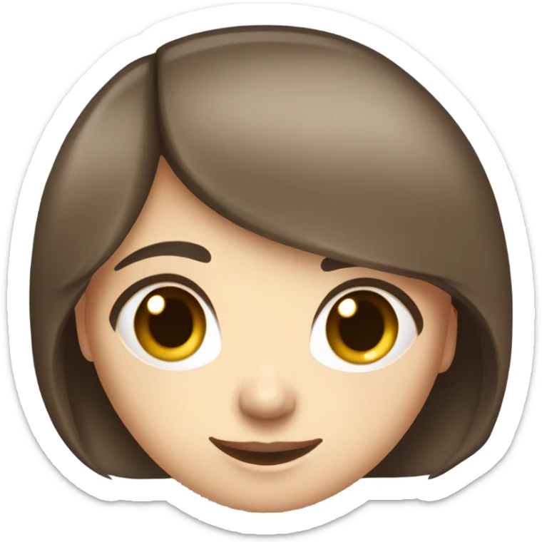 dark-mid brown 1c hair brown eye girl one dimple pale skin sticker