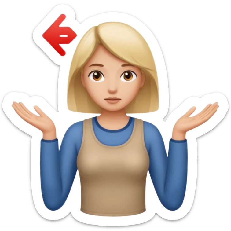 A girl shrugging his shoulders with a 6 above his left hand and a 7 above his right hand. sticker