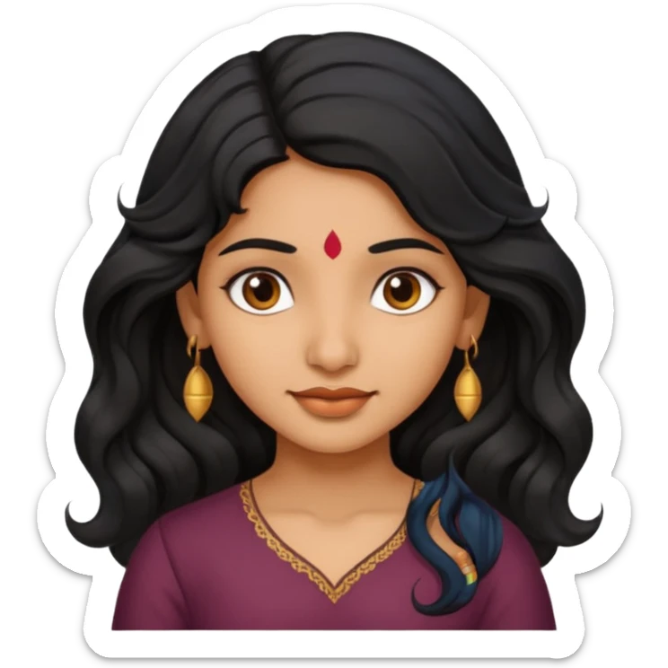 Indian fat girl south Indian wavy medium black hair tan darker skin sticker