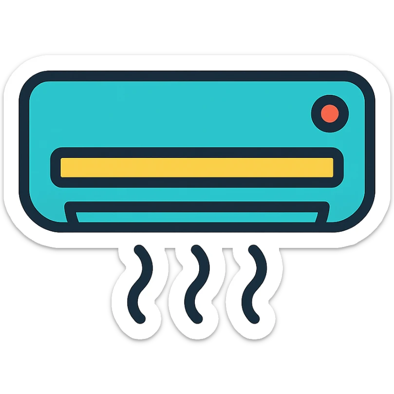 air conditioner icon with color outline sticker