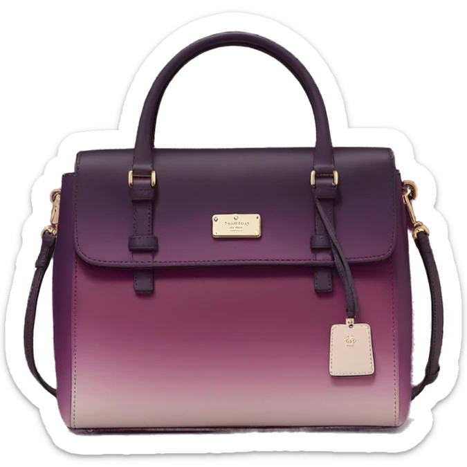 Realistic isolated dark plum to dark wine color ombre Kate Spade satchel purse.  sticker