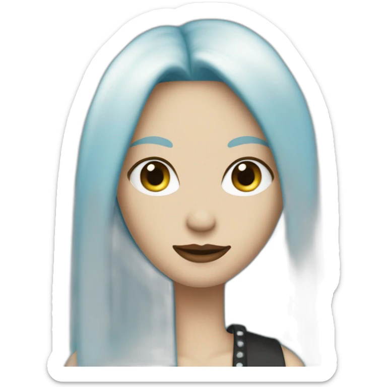 white punk jazz singer with blue straight long hair, woman, 43 years old sticker