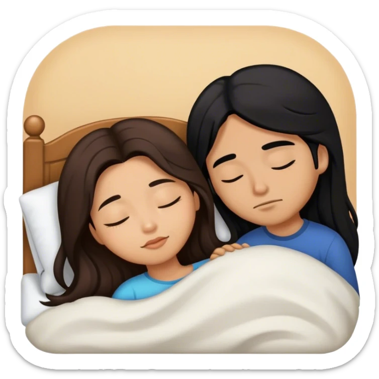 Caramel brown Guy with long black hair sleeping with brown hair Filipina sticker