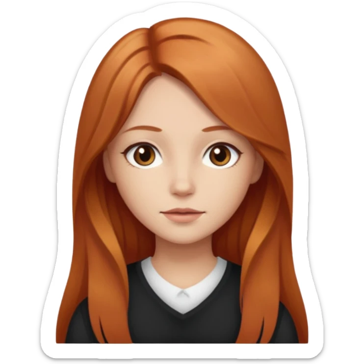 girlfriend with long middle part dark strawberry blonde hair with brown eyes sticker