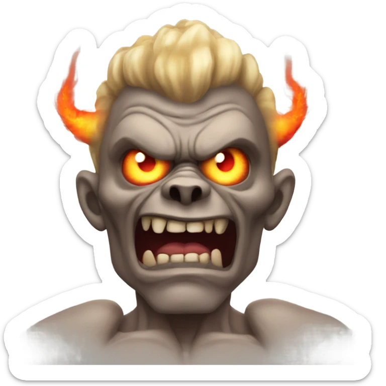 A very scary human Monster with Big muscle arms and flaming eyes  sticker