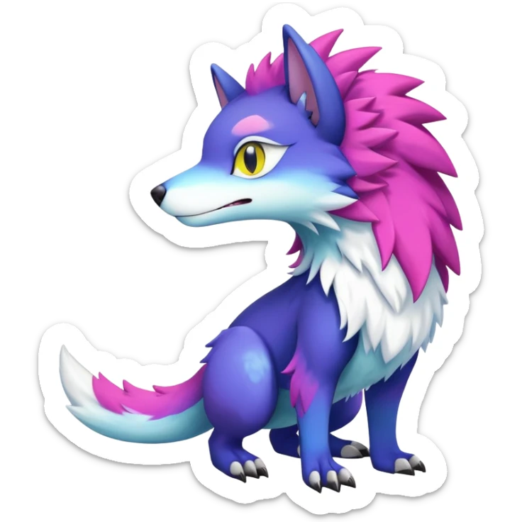  Colorful Shiny Kawaii Sergal FurSona Fakemon Full Body sticker