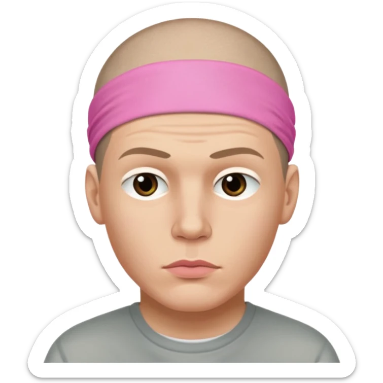 Micheal scofield looks to the side with his lips pursed with a pink ribbon on his head sticker
