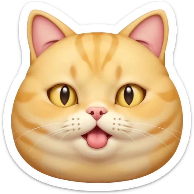 fat yellow confused kawaii cat open mouth and question mark signs on his head sticker