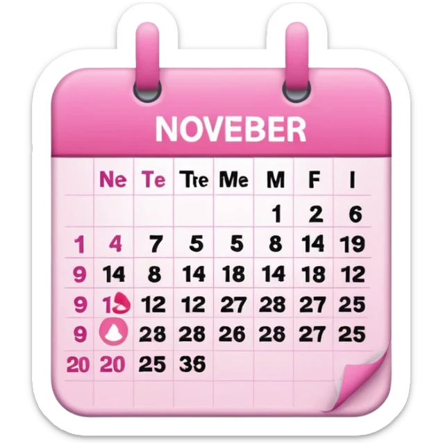 pink calendar of november 2025 in poppins text form sticker