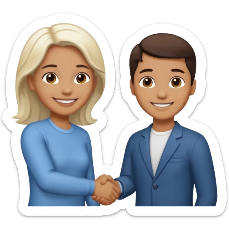 Dos personas dandose la mano como agradecimiento, una persona de color y una persona blanca sticker